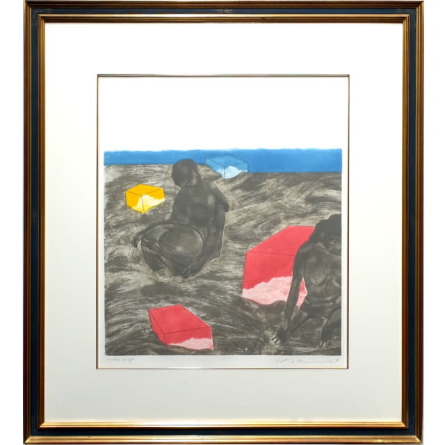 池田満寿夫 版画 海辺の午後 1969年作 額付き