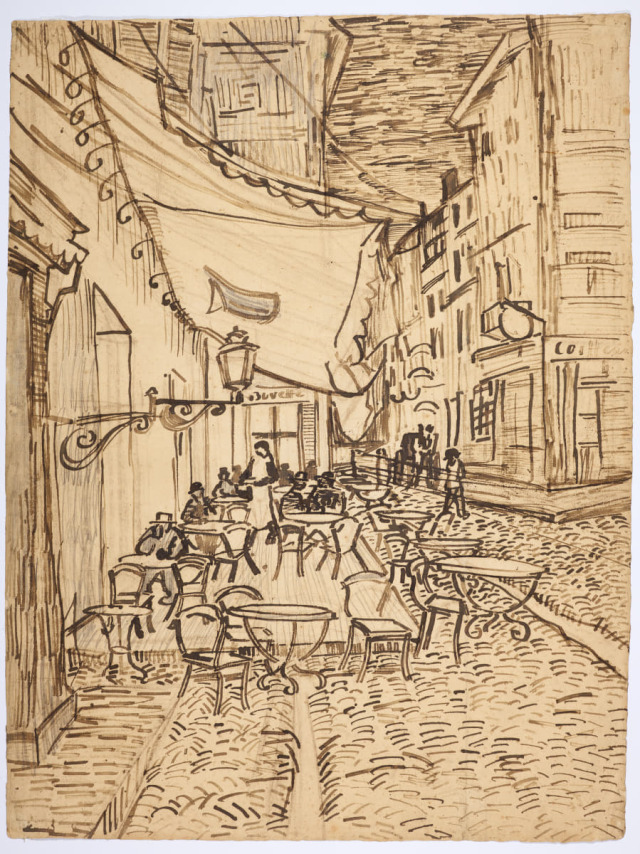 ゴッホによる《夜のカフェテラス》関連デッサン（ダラス美術館所蔵）